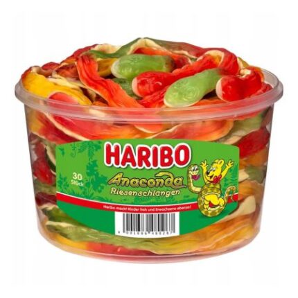 Żelki Haribo Anaconda 30szt w kształcie węży owocowe smaki