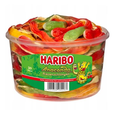 Żelki Haribo Anaconda 30szt w kształcie węży owocowe smaki
