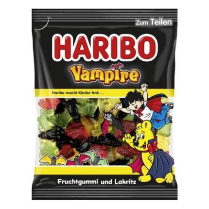 Żelki Haribo Vampire 175g w kształcie nietoperzy owocowo-lukrecjowe